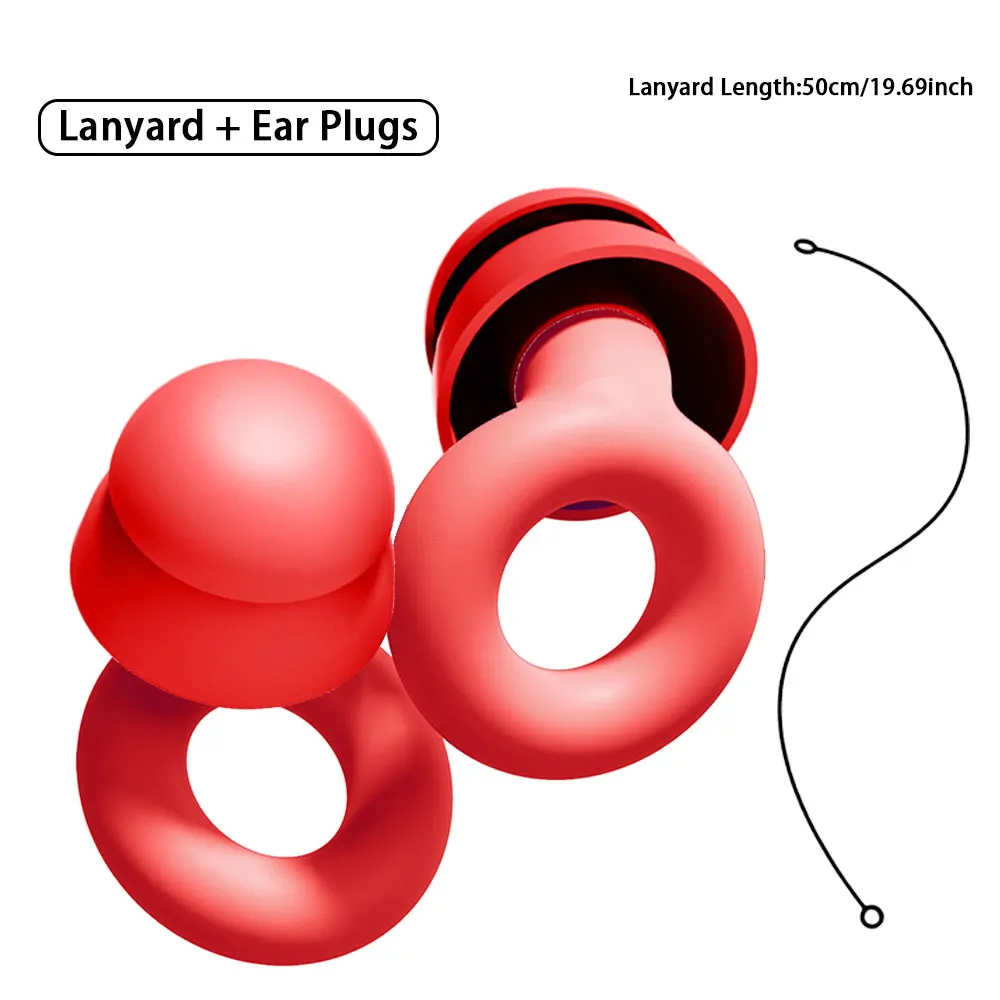 Double‑layer Comfort‑Wear Silicone Earplugs Noise Reducing Ear Plugs For Music Concerts Shower Long‑Distance Travel Reusable Wat