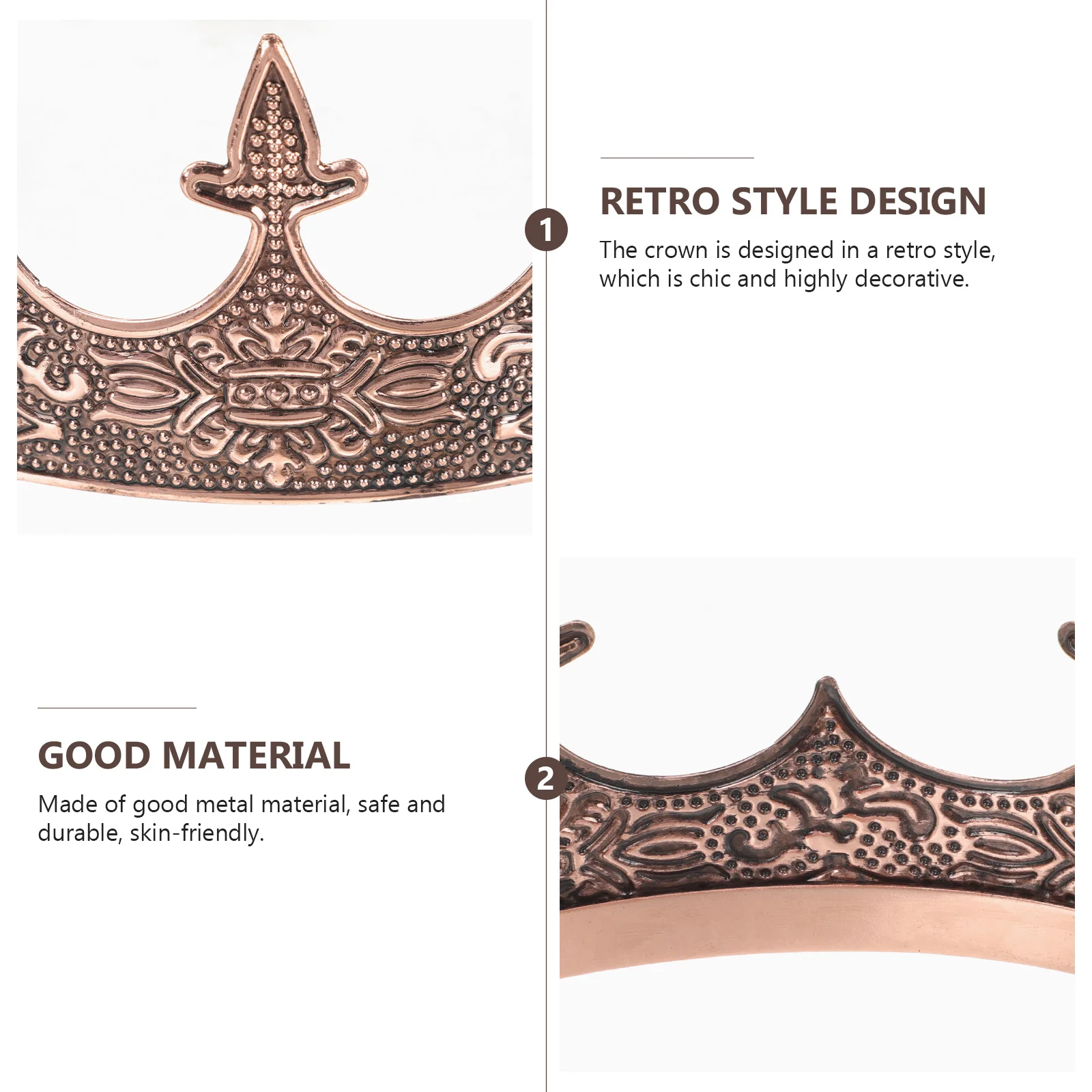 تاج كينج معدني عتيق للرجال أداء حفل زفاف تأثيري عقال ديكور الشعر تاج ديكور أنيق أنيق