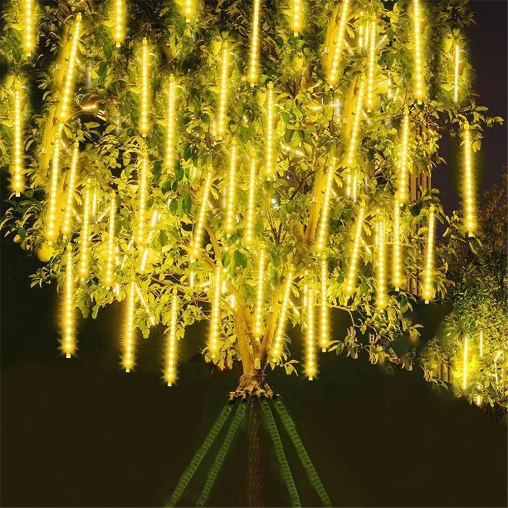 24/32 Tubes Meteor Shower Led String Lights Street Garlands Christmas Tree Decorations for Outdoor New Year Fairy Garden Lights