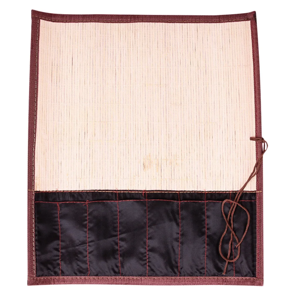 

Bamboo Brush Pen Roll Bag Large Capacity Pencil Wrap Portable Pen Organizer Stationery Holder Art Painting Storage Pouch