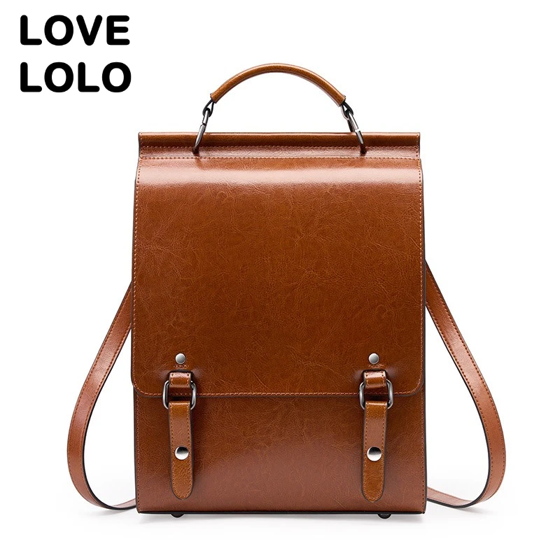 حقيبة ظهر من جلد البقر الأصلي للنساء حقيبة كمبيوتر محمول مدرسية Preppy حقيبة كتف كلاسيكية للكلية البريطانية حقيبة كتف للطلاب