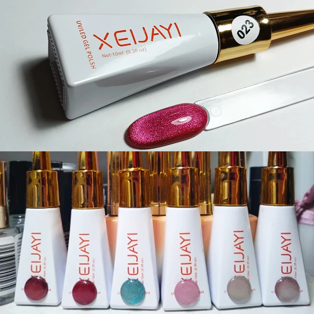 10 ml magnetisches Katzenaugen-Gel in Rosa und Lila mit Pinsel, Edelstein-Glitzer-Katzenaugen-Gellack, semipermanenter UV-LED-Cateye-Nagellack