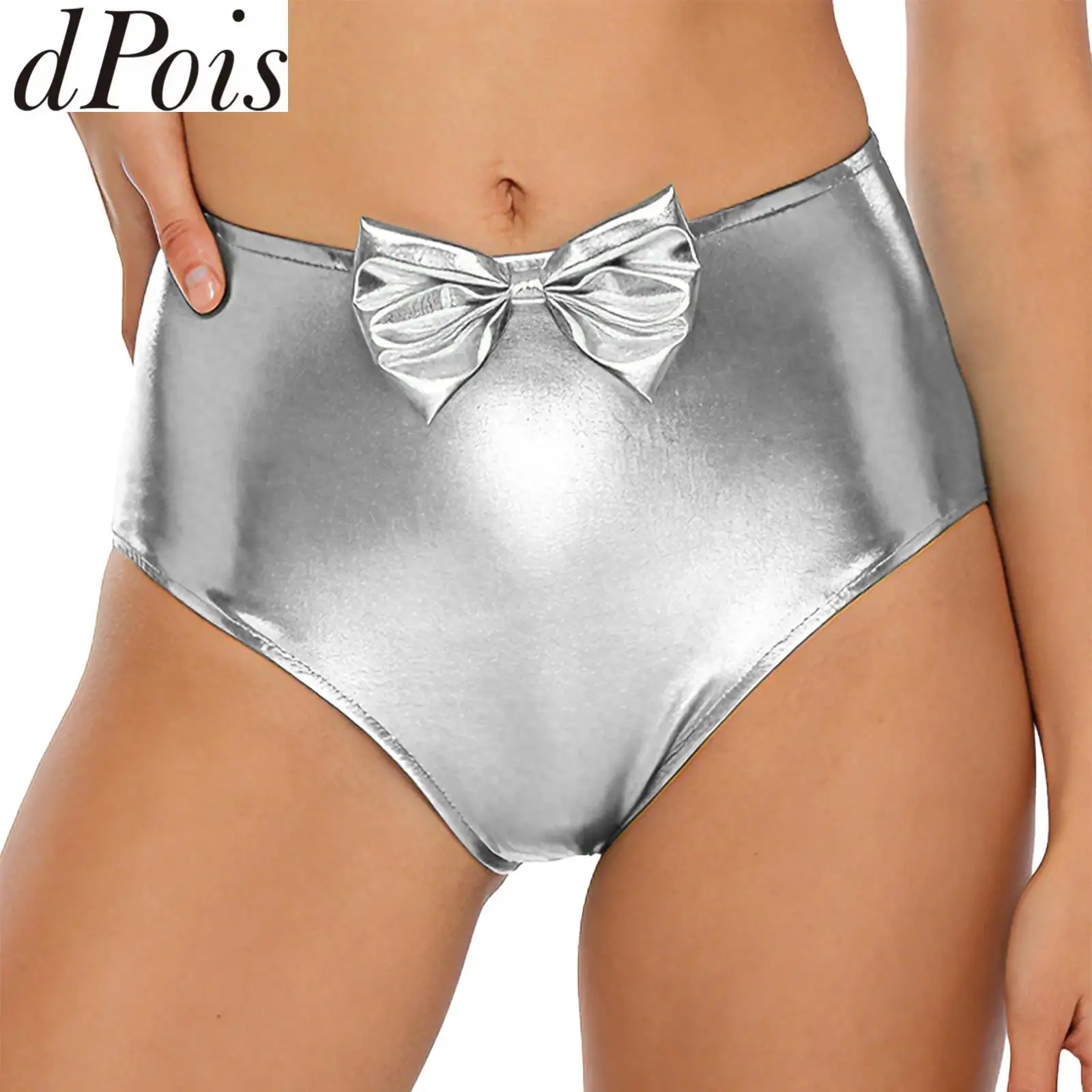 

Женские шорты с эффектом переливающегося металла, с драпировкой, шелковистые, с высокой талией, для рейвов, с милым бантом спереди, обтягивающие, для музыкальных мероприятий и клубной одежды
