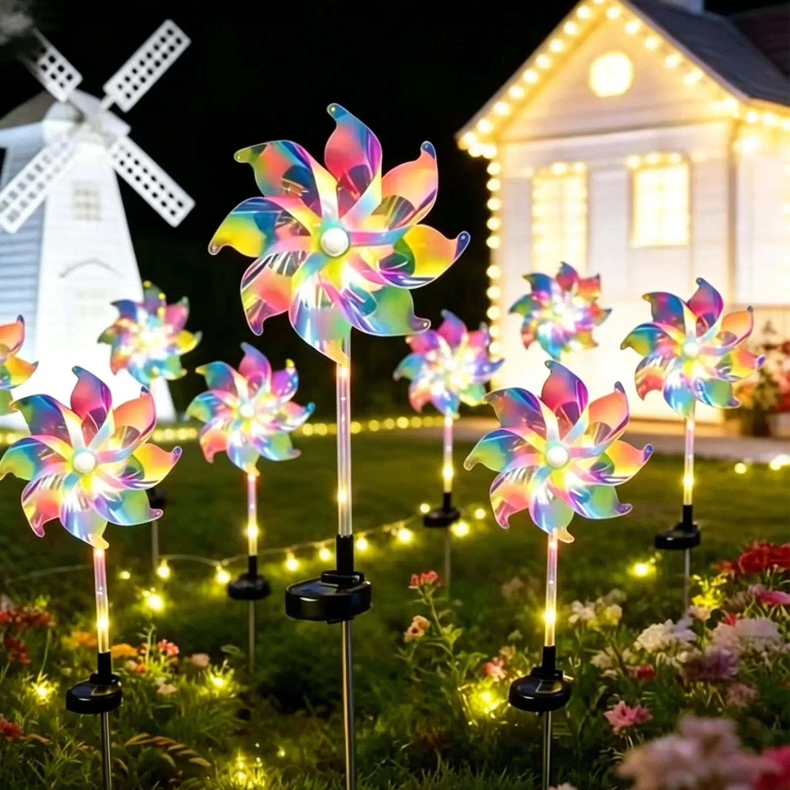Wind Spinner Solar Light Waterproof Outdoor Colorful Pinwheel Wind Spinner Garden Stake For Outdoor Backyard Lawn Patio Balcony - view 4