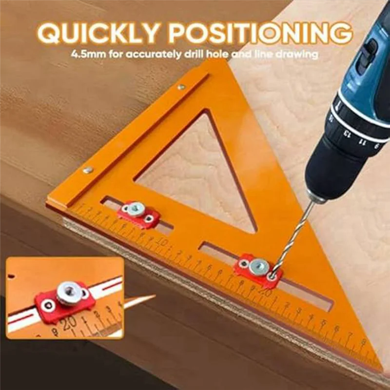 

2-In-1 Rafter Square,Positioning Triangle Ruler Innovative Rafter Square Tool Adjustable Triangle Ruler Protractor 2Pcs-ABUA
