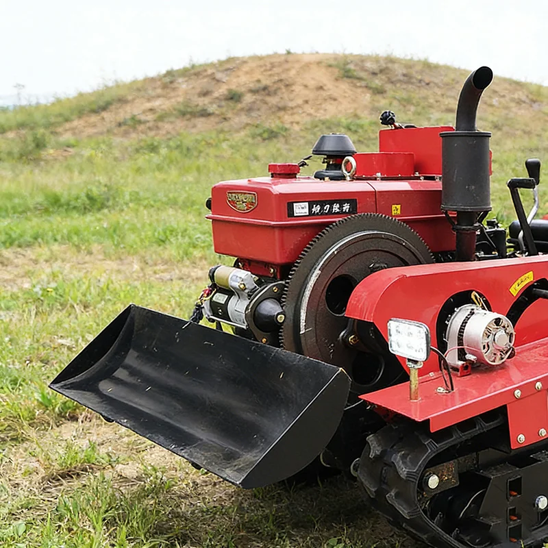 

Customized Small Full Terrain Diesel Powered Micro Tiller, Farm Crawler Tractor with Crawler Rotary Tiller Attachment