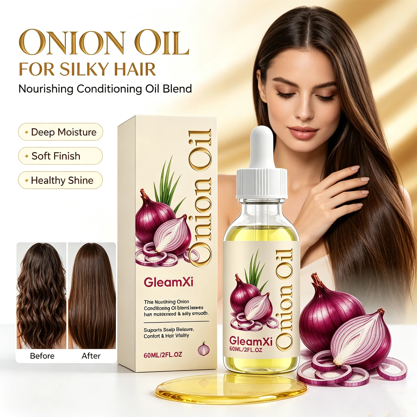 GleamXi Scalp Soothing Care Nourish Dry Frizzy Hair Smooth Silky Shiny Hair Anti Tangle Light Non Greasy Hair Styling Essence