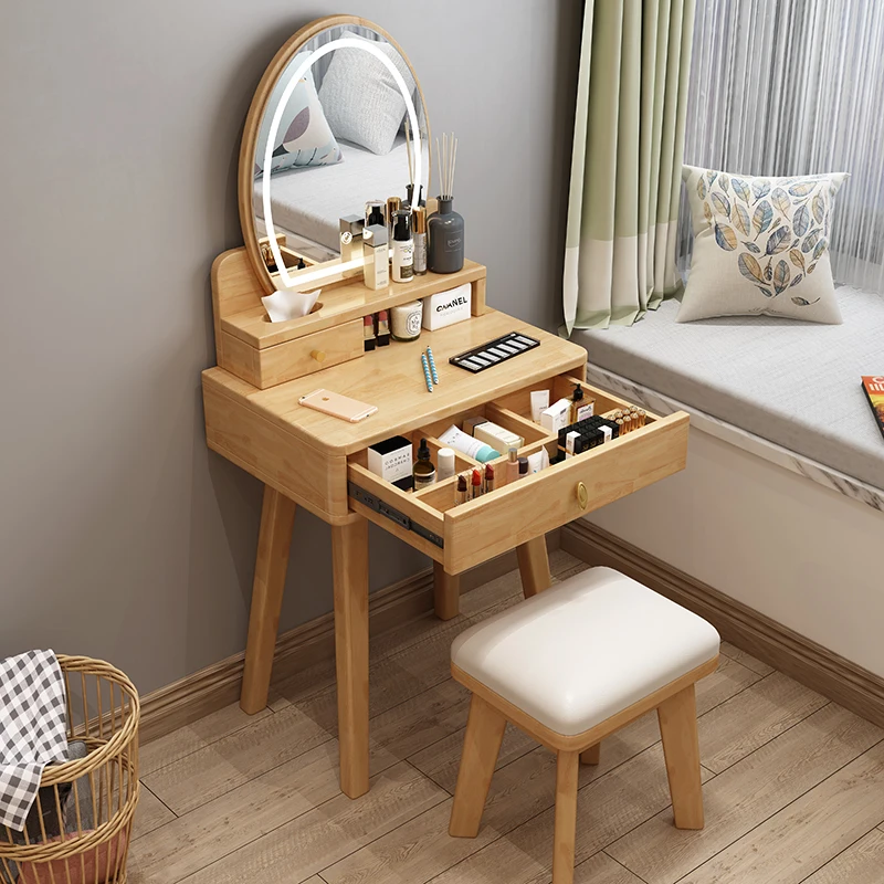 Luxury Organizer Dressing Table Modern Minimal Nordic Hotel Dressers Makeup Table Led Mirror Women Mesa Maquillaje Furniture image 3