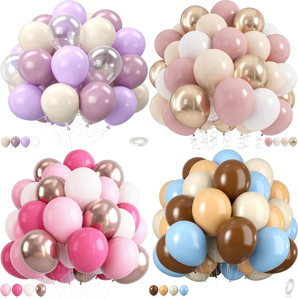 40 Stück Geburtstags-Latexballons 10 Zoll Rosa Lila Sand Weiß Heliumballons für Geburtstag Hochzeit Party Babyparty Dekoration Globos