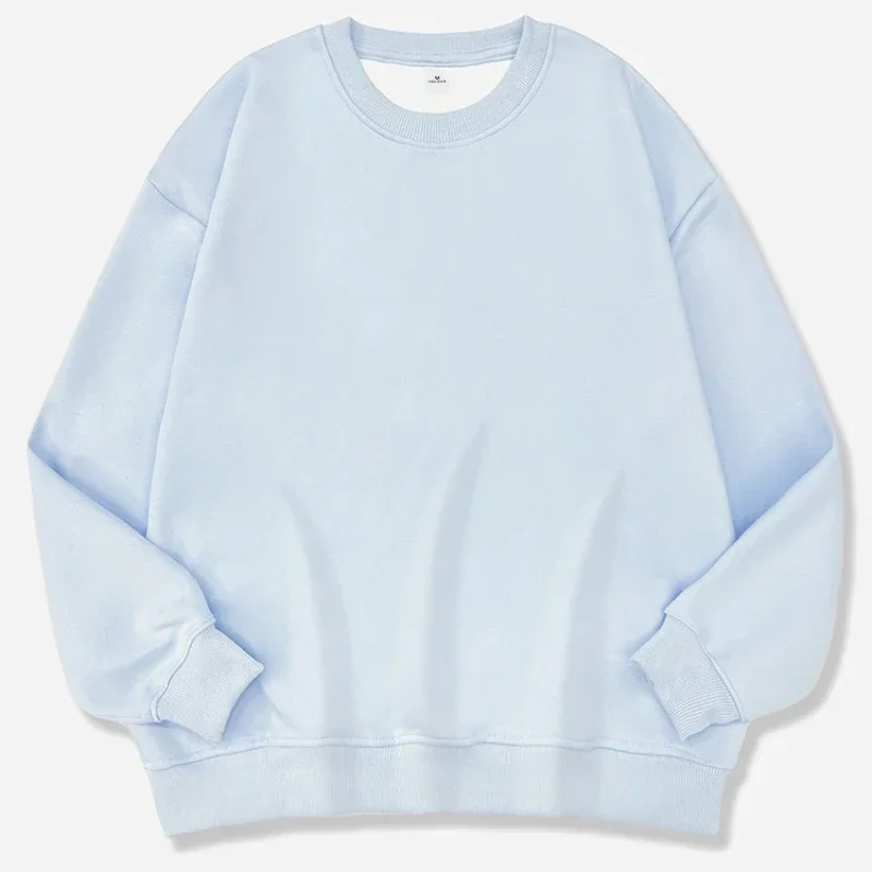 2025 nuevo jersey sencillo para mujer, Sudadera con capucha de talla grande, moda femenina, ropa de calle Harajuku, Tops informales holgados lisos con cuello redondo para Otoño e Invierno