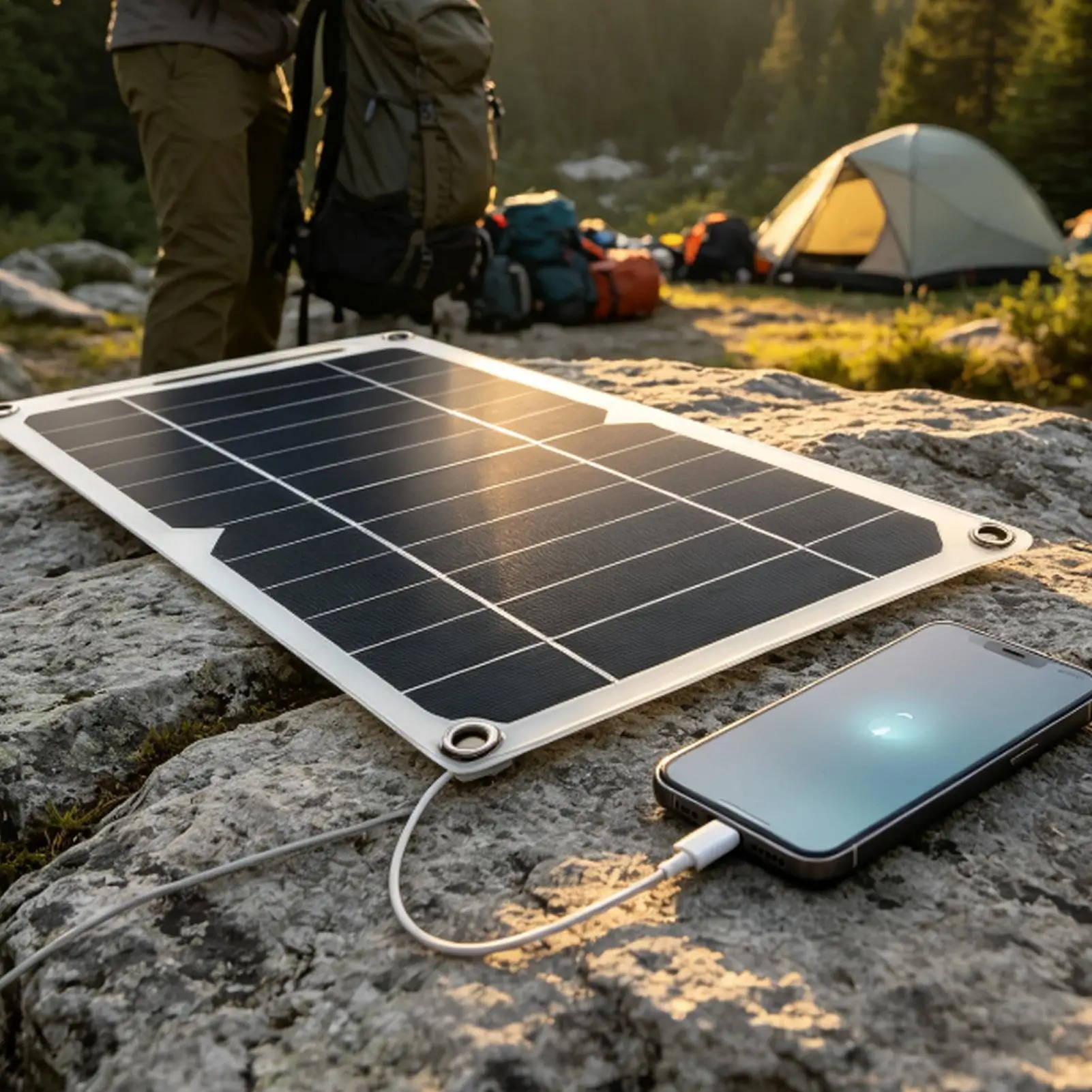 6W Portable Splash Proof USB Solar Panel High Efficiency Solar Phone Charger for Power Bank Camping Hiking Travel Outdoor Use