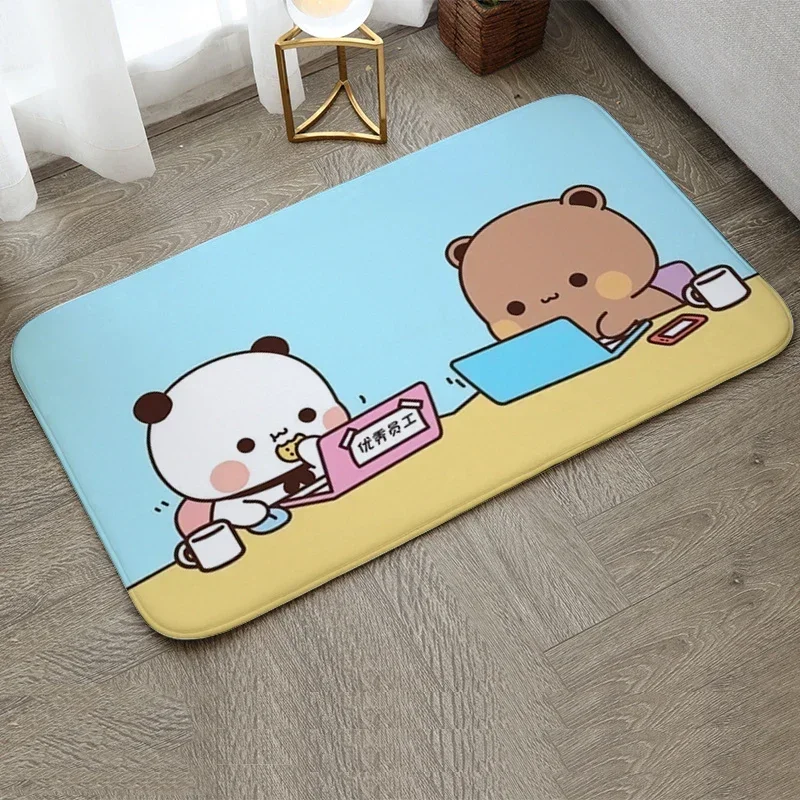 VIKAMA Cute Cartoon Crystal Velvet Welcome Doormat Balcony Bathroom Non-slip Dirt-resistant Carpet