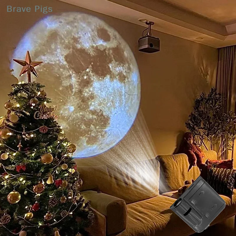 Aurora Moon Galaxy Projection Lamp Creative Background Atmosphere Night Light Earth Projector Photography Lamp for Birthday Gift