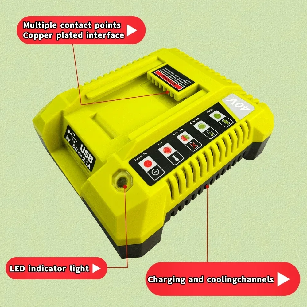 New Charger for Ryobi OP401 40V Lithium-Ion Battery OP4015 OP4026 OP4026A OP4030 OP4040 OP4050 OP4050A OP4060 OP40261