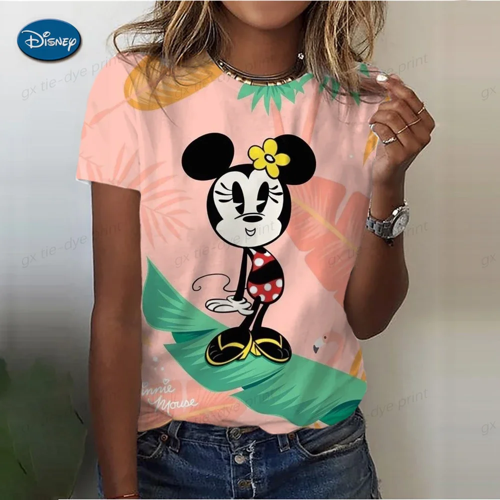 Disney Summer Cute Children Cartoon Pattern Mickey Mouse Short Sleeve Street Casual Fashion Ladies Parent-child T-shirt