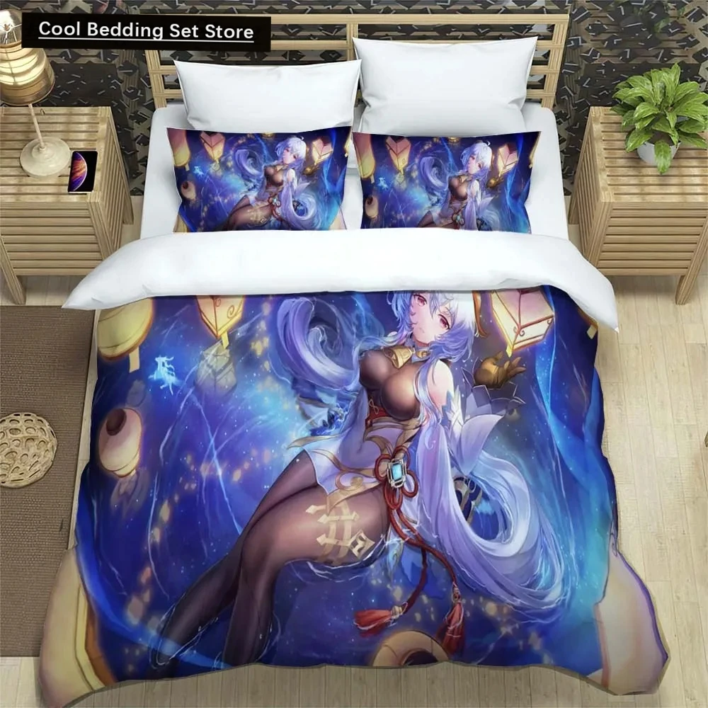 

Anime Genshin Impact Animation Cartoon soft and comfortable bedding set luxury quilt cover Customizable comforter bedding sets