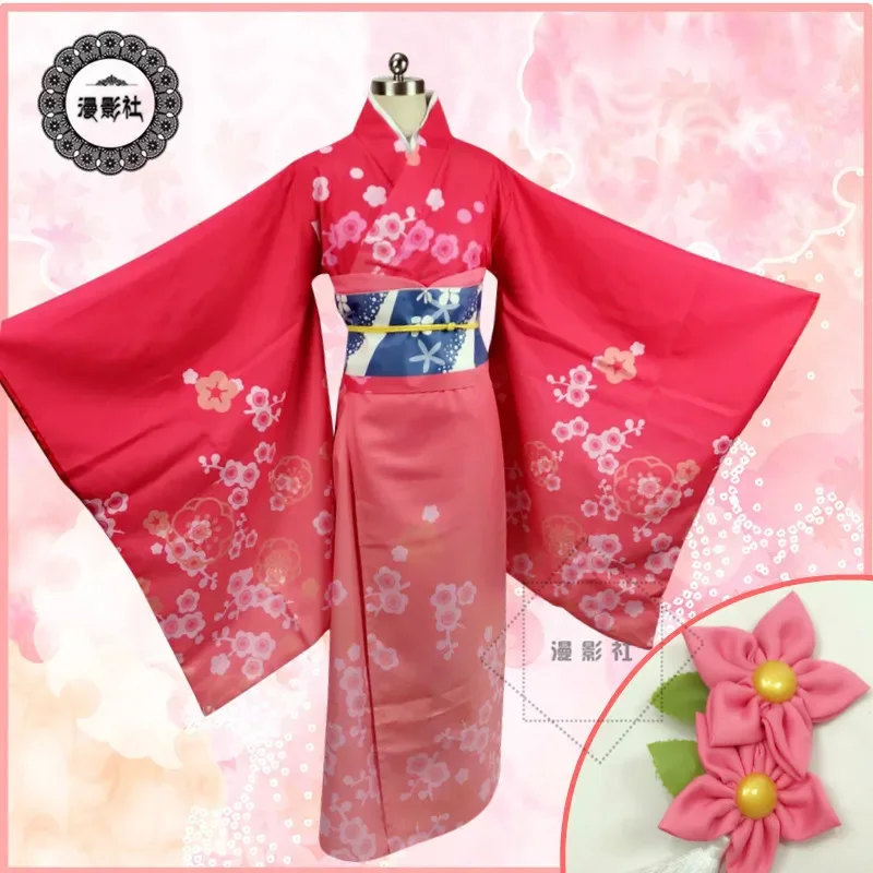 Japanese Sweet Pink Cherry Blossom Kimono Dress Women Eromanga Sensei Cosplay Anime Cartoon Cos Izumi Sagiri Halloween Costume