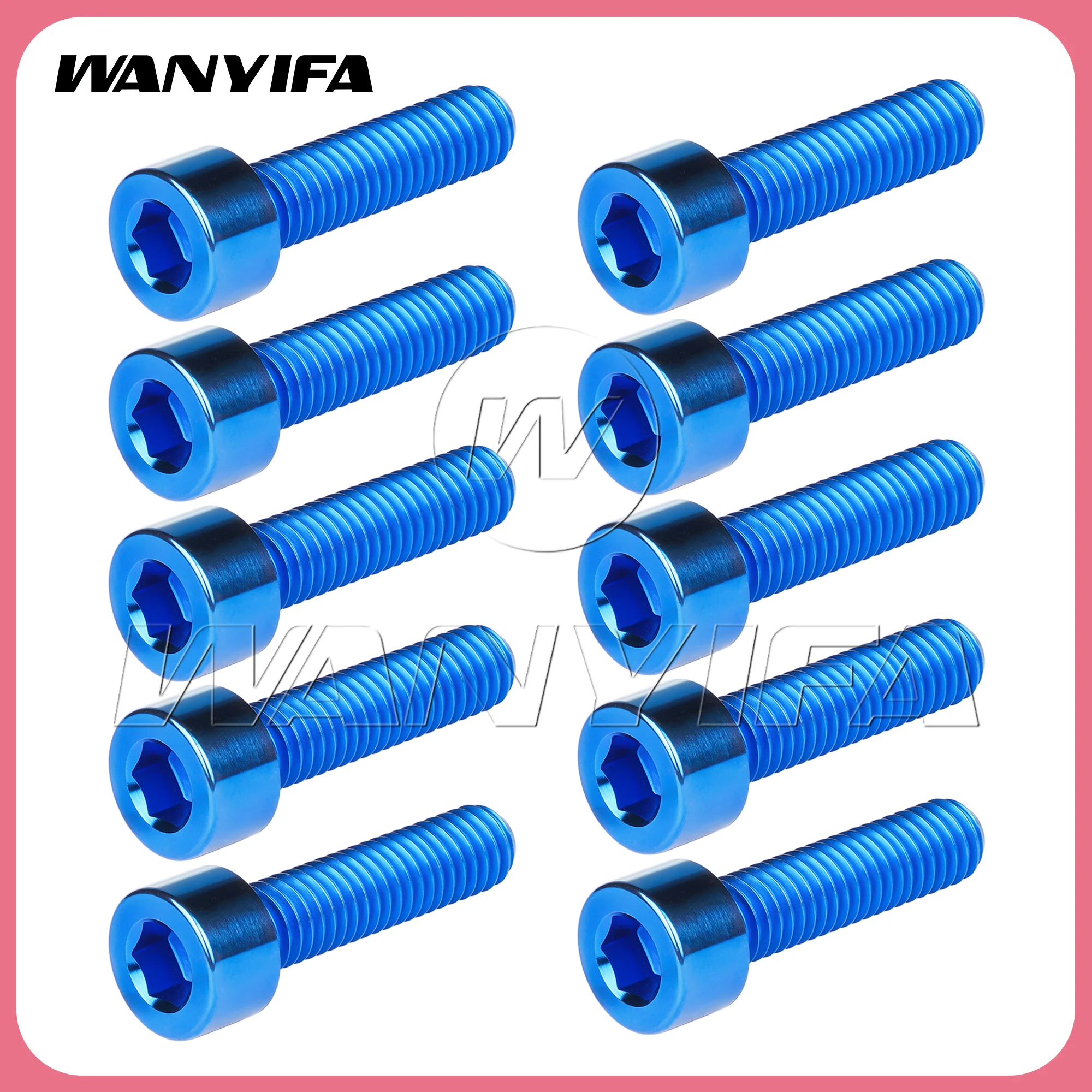 Wanyifa 10pcs Titanium Bolt M5/M6x10 12 15 16 18 20 23 25 30 35 40 45 50 55 60 65mm DIN912 Cap Hex Head  for Mountain Bike Parts