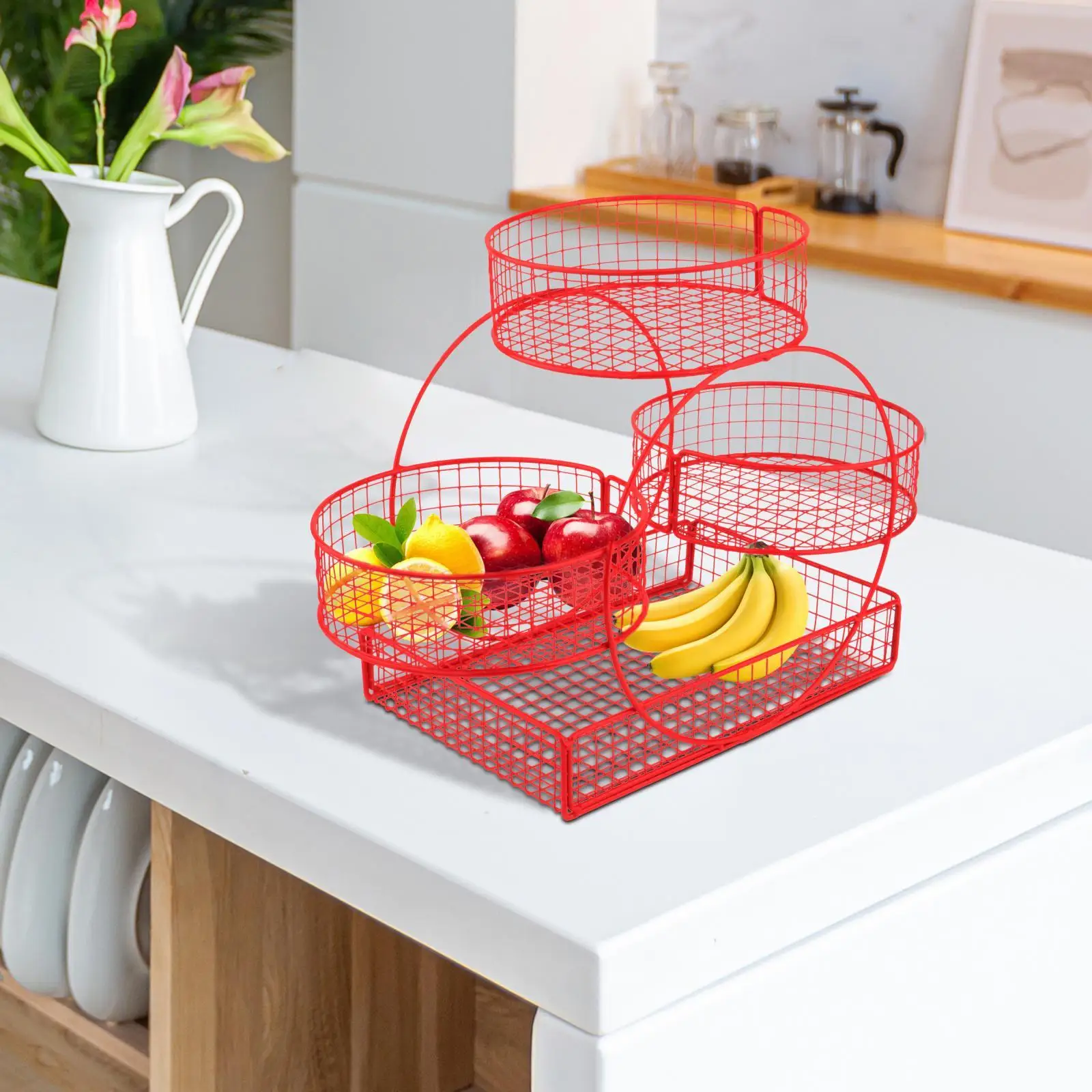 3 Layer Fruit Basket Multiuse Metal Mesh Fruits Stand for Veggie Snack Onion