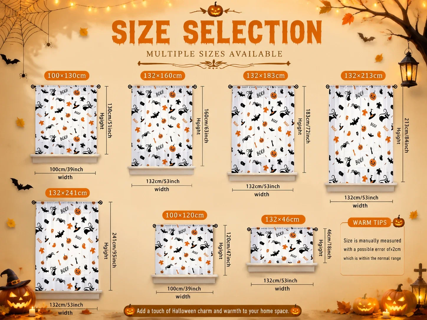 Halloween Festival Sheer Curtain, Good Quality Light Reducing Privacy Voile for Living/Bedroom/Kids Room,Mother's Day Gift - view 6