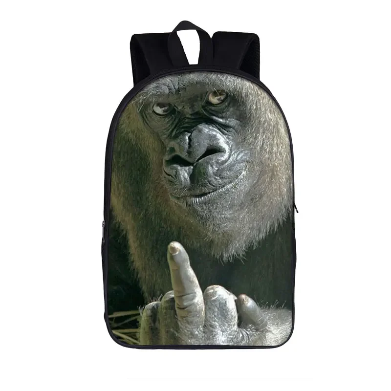 Funny Orangutan / Monkey Middle Finger Print Backpack for Teenager Boys Girls Children School Bags Backpack Women Men Rucksack