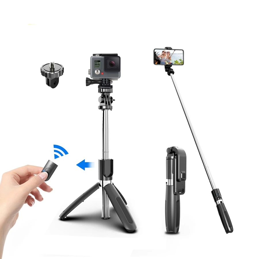 L02 Wireless Bluetooth Selfie Stick with Mini Tripod Foldable Selfie Rod with Remote Control for Phone Action Camera Iphone