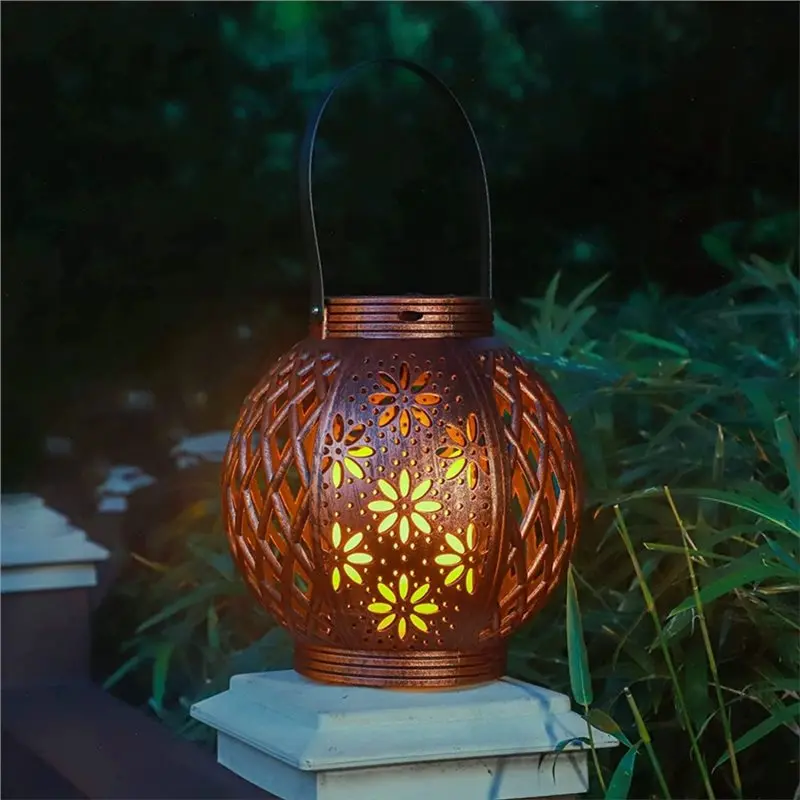 A93Z Garden Lanterns Outdoor Hanging Solar Lanterns 2PCS Retro Design Vintage Style For Yard Table Patio