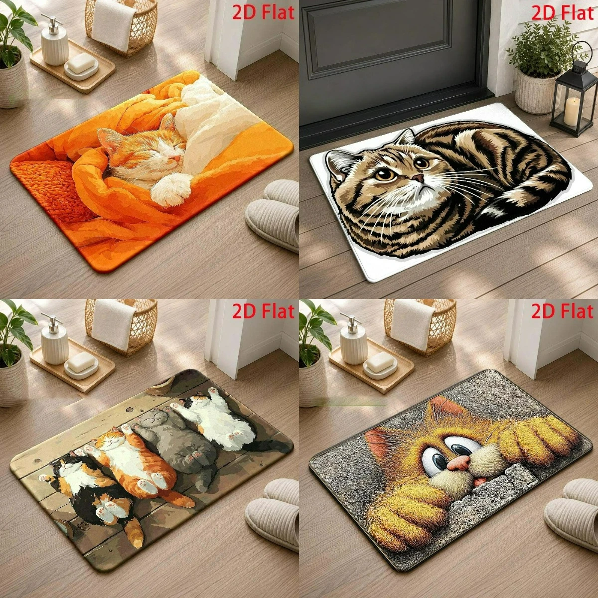 Multi Styles Tabby Cats Doormat Front Door Back Door Welcome Rug Bedroom Living Room Home Decor Floor Entryway Porch Balcony