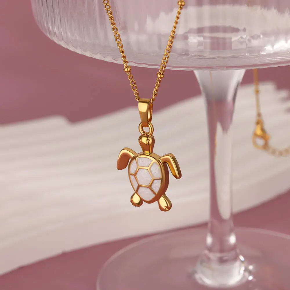 Turtle Pendant Necklace for Women Summer Beach Female Charm Necklace Beads Chain Cute Stainless Steel Jewelry collar femme 2026