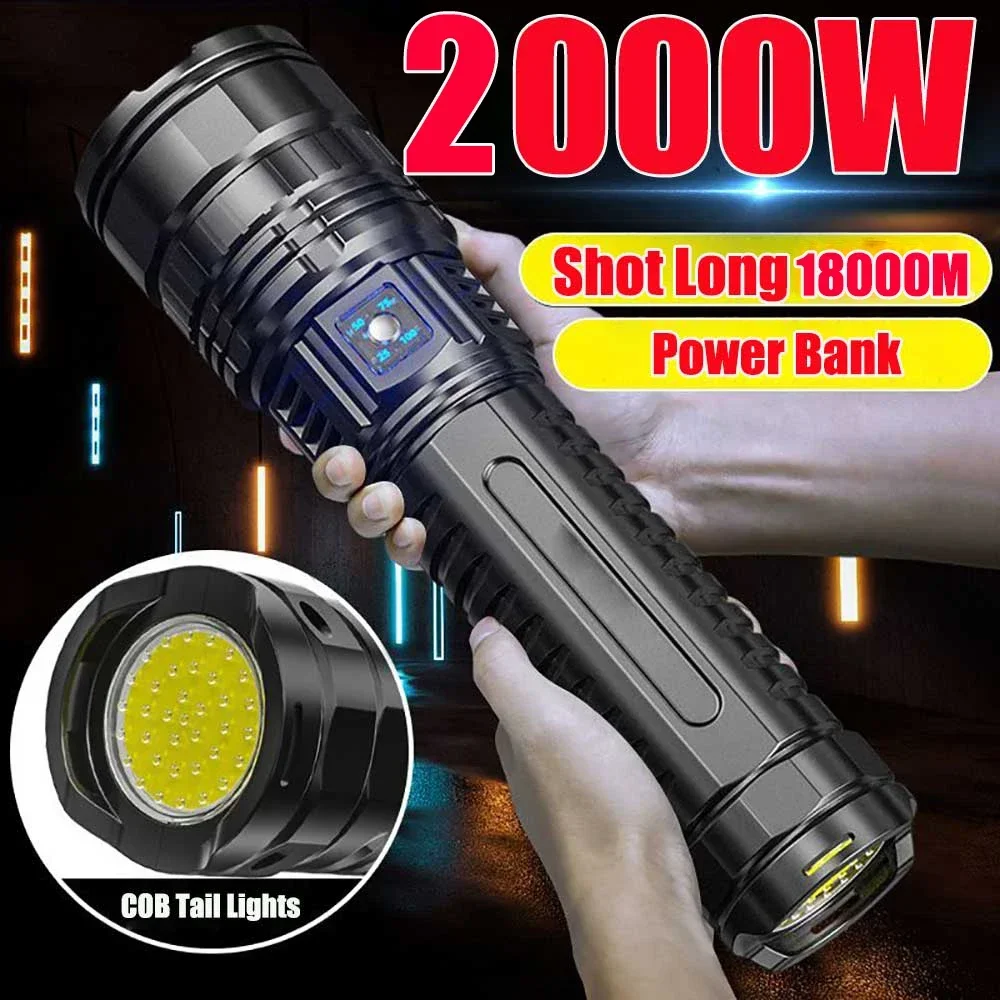 

10000000LM Ultra Strong Flashlight White Laser LED + COB Outdoor Extra Long-range Ultra Bright Laser Torch Cannon Hernia Lamp