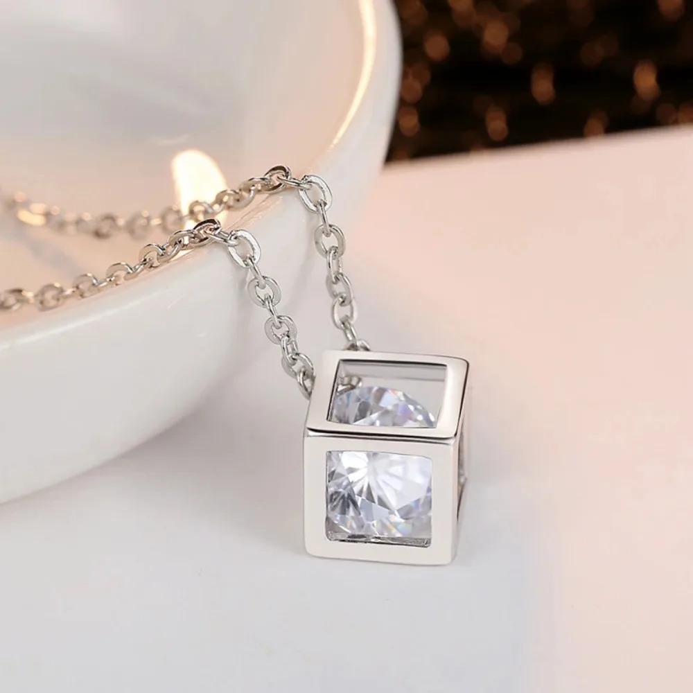 FSUNION 2025 New Arrival Silver Color Crystal Rhinestone Pendant Necklace for Women Fashion Choker Clavicle  Jewelry Gift