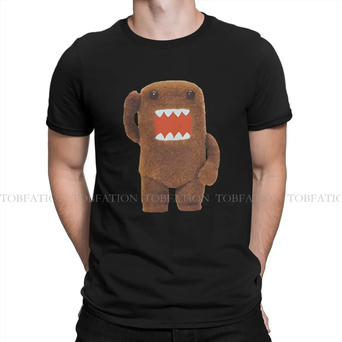 Cute Fuzzy Domo Kun Anime Men T Shirt Cotton Fashion O-Neck TShirt Harajuku Streetwear