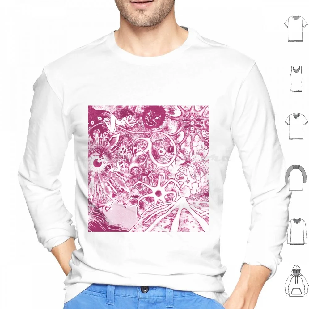 Fragmentos de terror (rosa) sudaderas con capucha de manga larga Horror Manga Shojo Shoujo Kawaii espeluznante Guro Thriller Anime