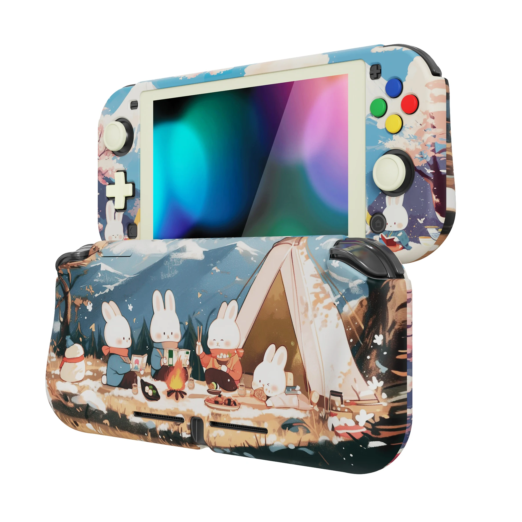 

PlayVital ZealProtect Ergonomic Protective Case for Nintendo Switch Lite W/Screen Protector - Camping Bunnies