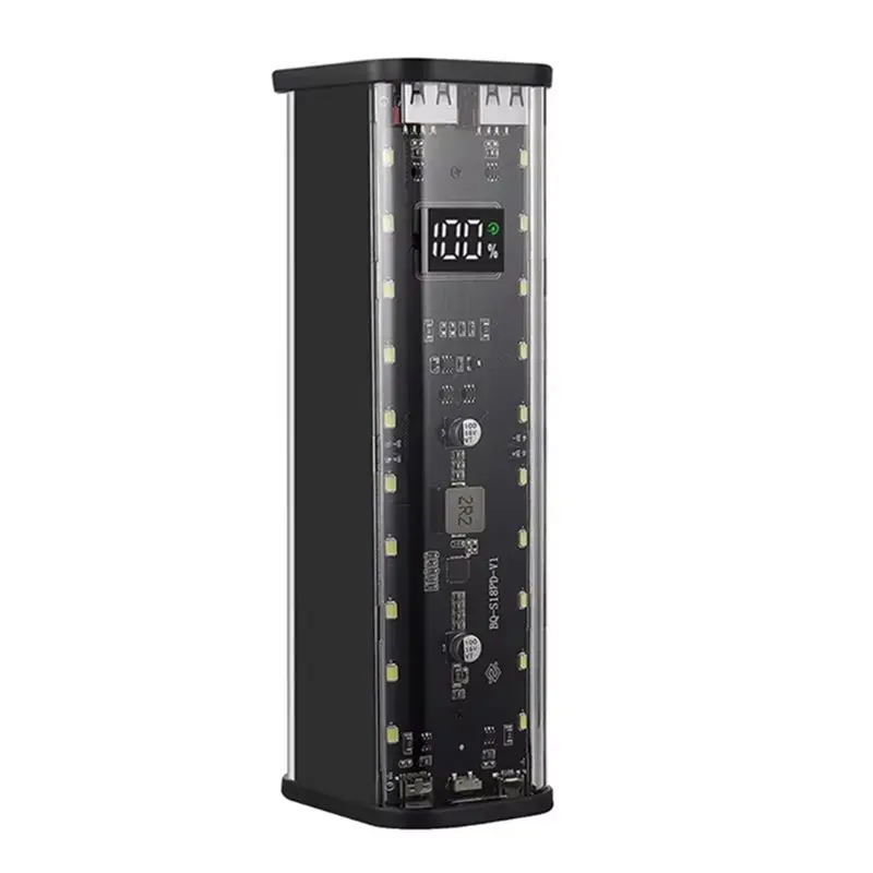 T24C 2X DIY Power Sources Box 18650 Battery Holder 8 Slot, With High Efficiency Charging Digital Display Screen Black