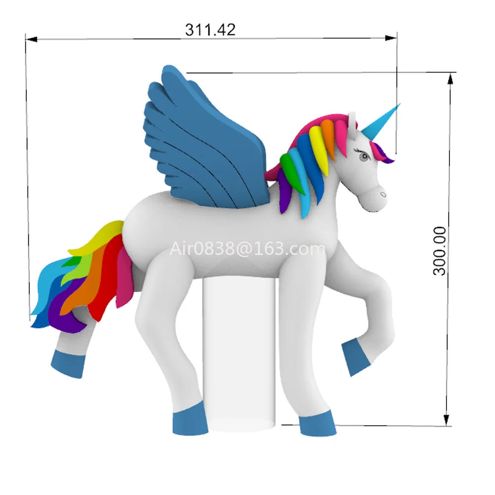 Kleurrijke 3mH gigantische opblaasbare eenhoorn aanpasbare opblaasbare dierlijke cartoon paard voor parade festival evenement decoratie