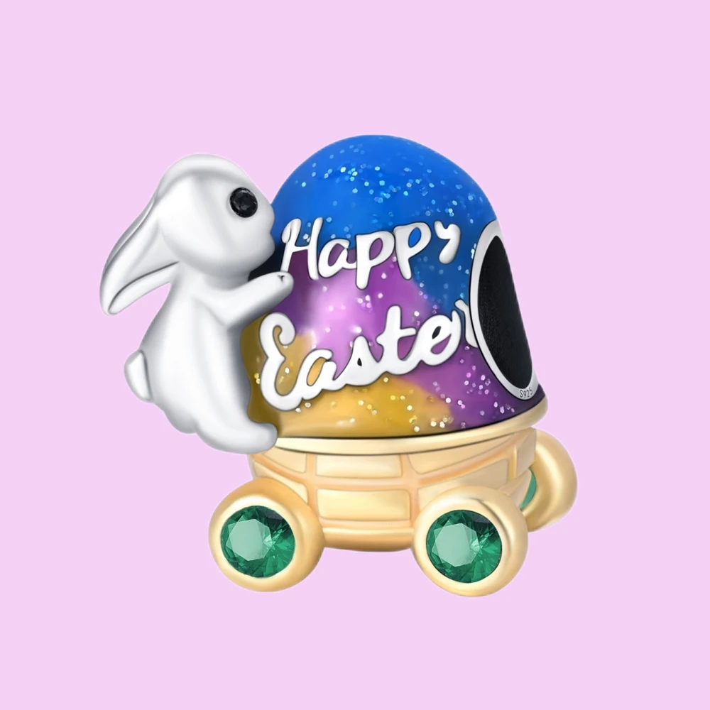 

Pendant Charm Bead 925 Sterling Silver Colorful Bunny Egg Beads Fit Original Bracelet for Jewelry Making Valentine's Day gift
