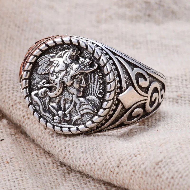 New Arrival Elegant Mariana's Portrait Engrave Retro Thai Silver Female Open Finger Ring Jewelry For Women Gifts Cheap