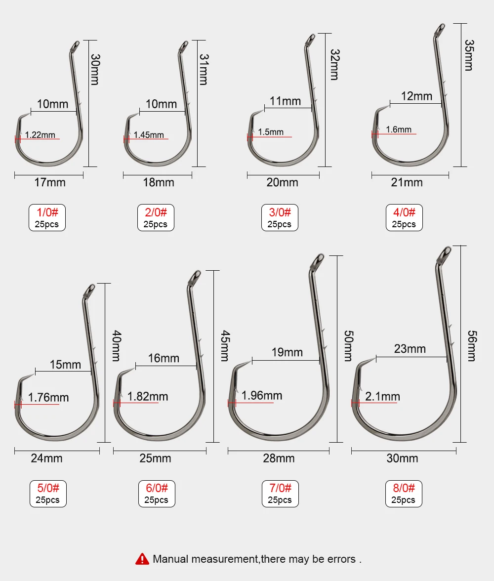 FTK Angelhaken Angeln Octopus Circle Hook 1-6 # -50 Stück 1/0-8/0 # -25 Stück chemisch geschärfte Haken aus Kohlenstoffstahl, Angelgerät – Detail 8