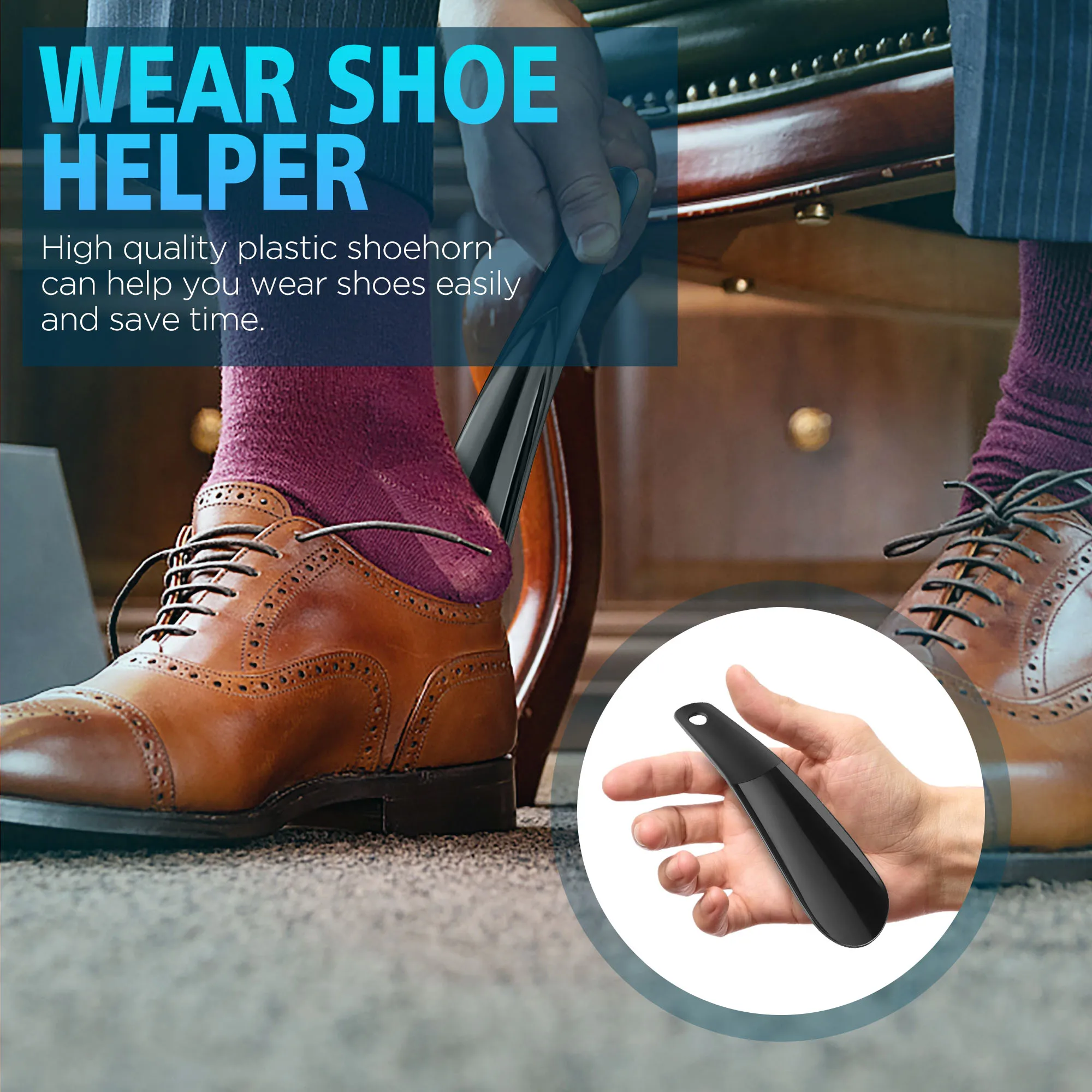 Professional Shoe Horn Sturdy Slip Shoe Lifter Stand Plastic Spoon Shape Smooth Shoe Horns Wearing Shoes Nice Tool for Traveling image 5