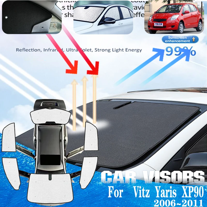 

For Toyota Yaris Accessories Vitz XP90 2006~2011 Car Anti-UV Front Sun Window Visors Sunshade Sun Visors Covers Car Accessories