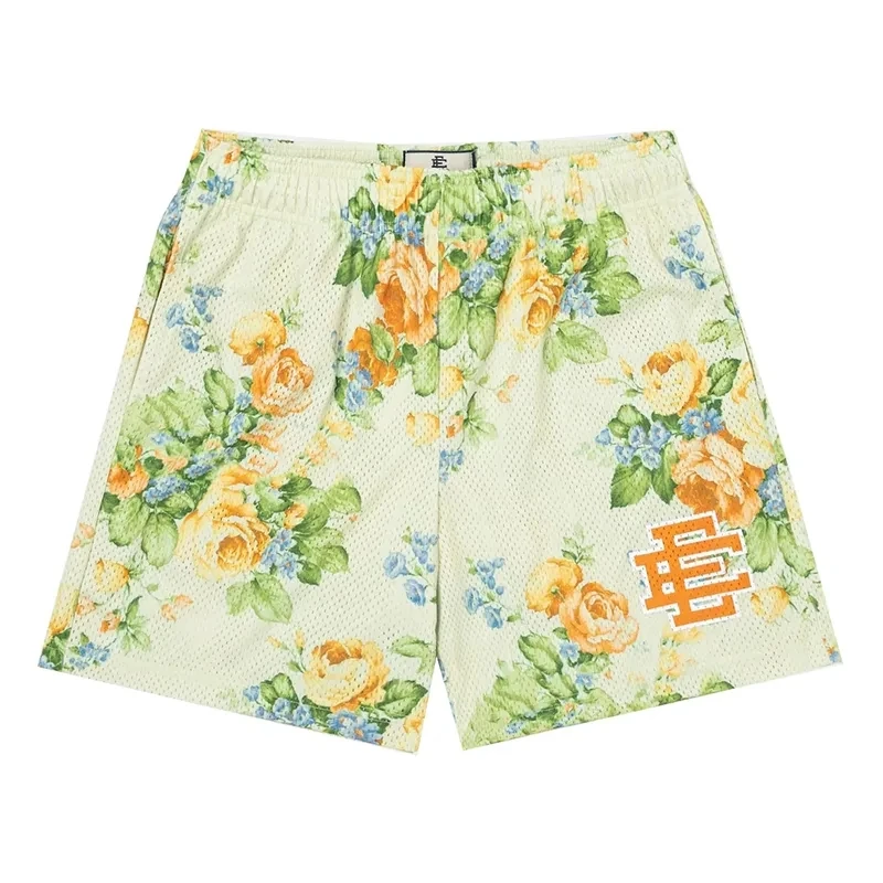 New Summer Eric Emanuel EE Basic Mesh Short Classic Floral Printed Gym Shorts Men's Gym Basketball Sports Beach Shorts