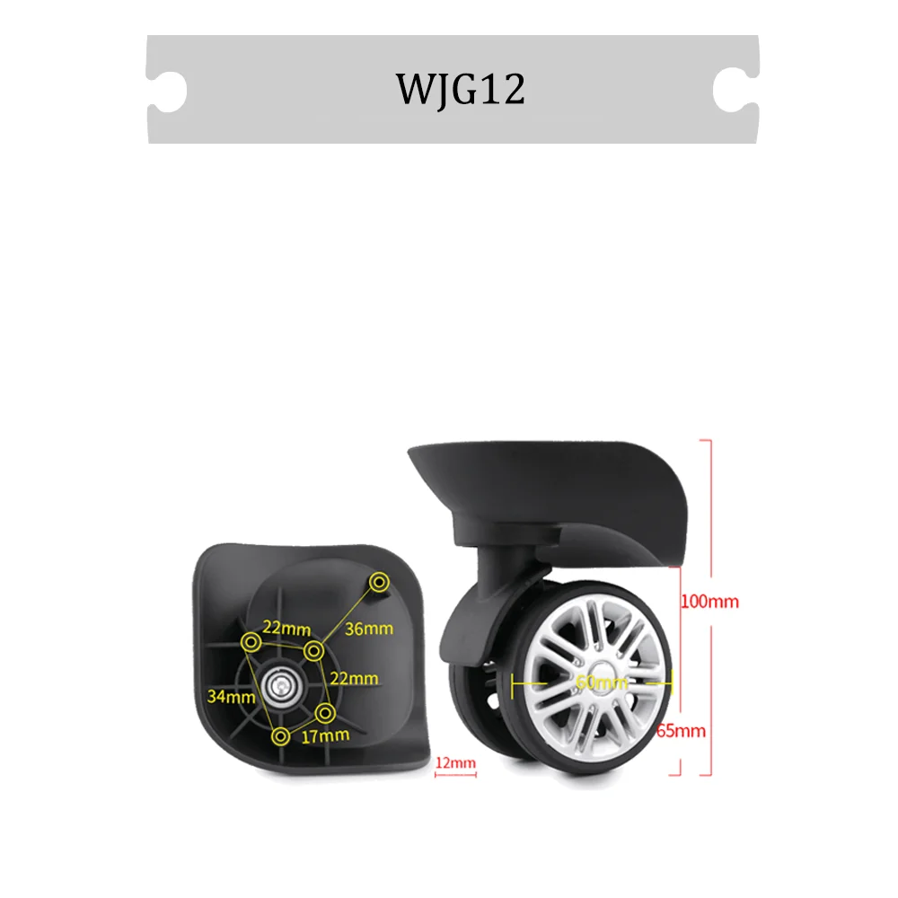 For Diplomat WJG12 Universal Wheel Black Replacement Suitcase Rotating Durable Silent Smooth Shock Absorbing Accessories Wheels