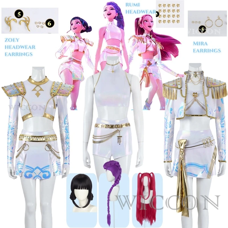 AMira Zoey Rumi Косплей Униформа Kpop Demon Hunters More True To The Original Huntrix WHAT IT SOUNDS LIKE Stage Сексуальное мини-платье