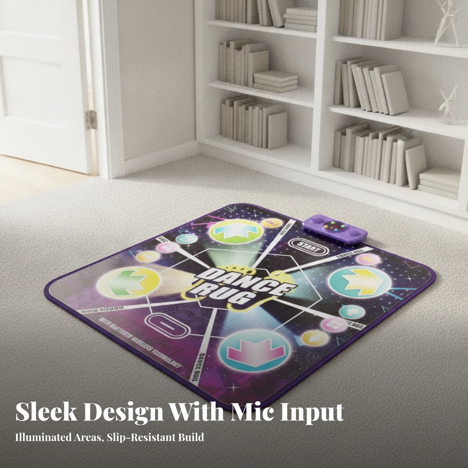 Music Dance Mat Non-Slip Dance Pad with Console Rhythm Practice Mat Durable Toy Wireless for Families, Game Rooms, Playrooms
