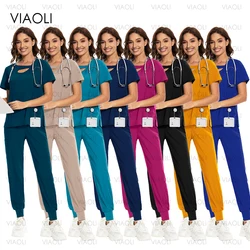 Multicolour Jogger Suit Doctor Nursing Uniform Pocket Top Pants Nurse Scrub Set Medical Clinical Clothes Surgical Uniforms Woman