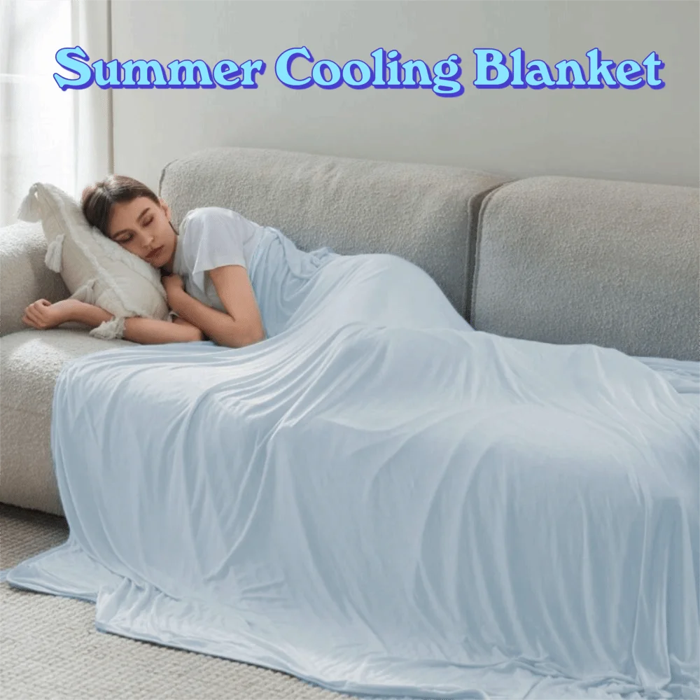 Practical Ultra Soft Summer Cooling Blanket Reversible Lightweight Throw Blanket Thin Breathable Air Conditioning Quilt Sofa