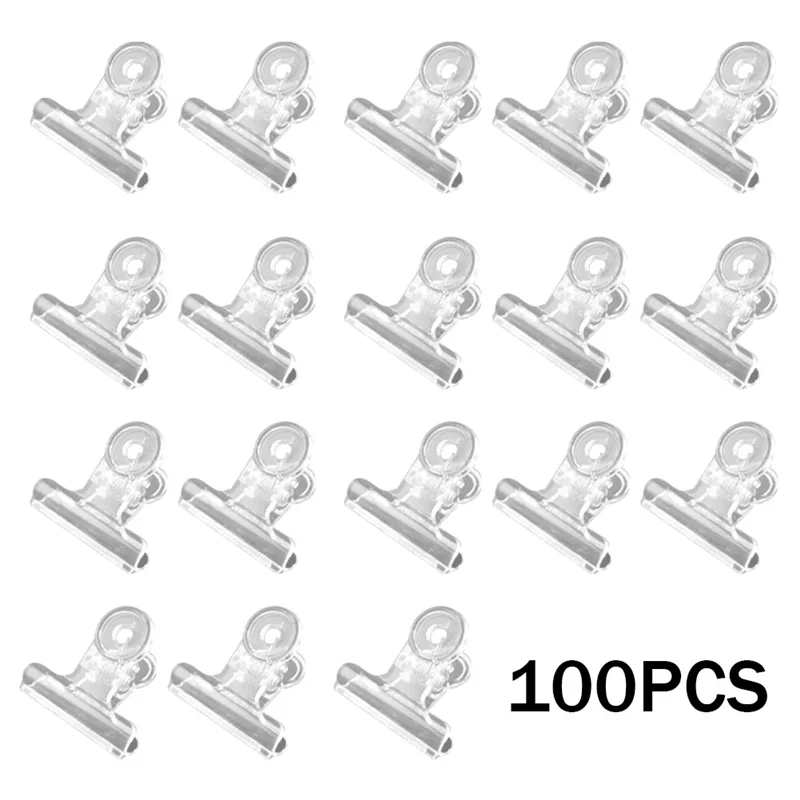 100PCS พลาสติก Bulldog คลิปชุดยูทิลิตี้กระดาษคลิปชุดคลิปบานพับสําหรับ Home,Office CLEAR