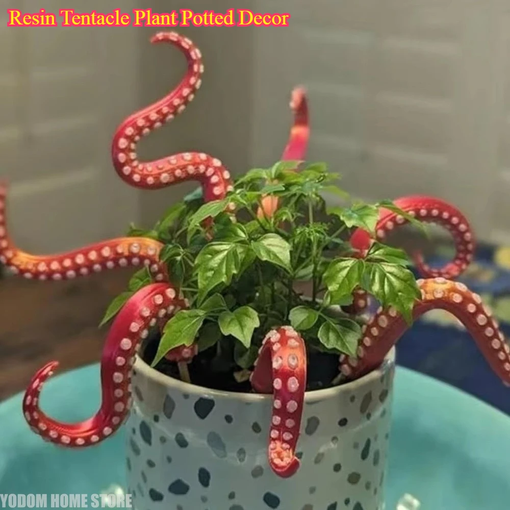 Resin Tentacle Plant Potted Decor - Funny Irregular Flowerpot for 7Pcs Creative Garden Decoration