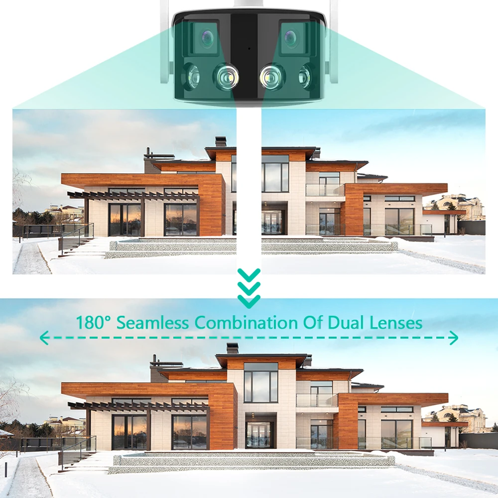 4K 8MP Dual Lens Panoramic WIFI Camera 180° Wide Viewing Angle AI Human Detection 4MP Surveillance Security IP Camera ICSEE APP